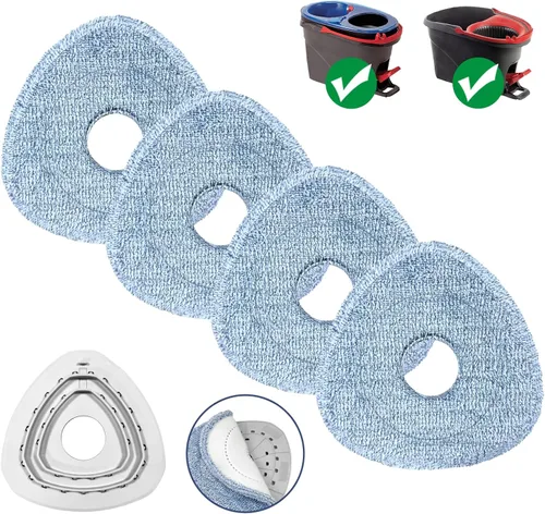 Vista 8 de Paquete de 3 cabezales de repuesto para trapeador, compatible con sistema EasyWring de 1 tanque Microfiber, Highly Absorbent, Machine Washable
