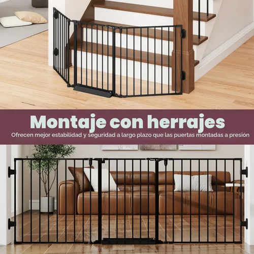 Vista 2 de Puerta de bebé extra ancha de 29.4-78 pulgadas, puertas largas para perros interiores para escaleras