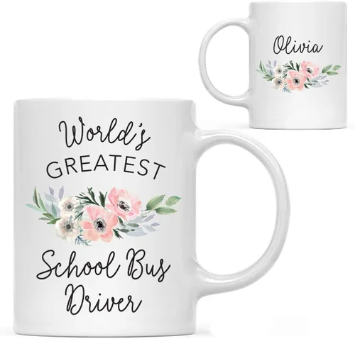 Vista 11 de Andaz Press Taza de café personalizada de 11 onzas, taza ejecutiva de relaciones públicas más grande del mundo, flor de anémona rosa, 1 paquete