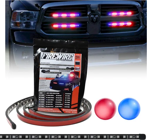 Vista 2 de Firewire Luces estroboscópicas de emergencia LED para camiones Kit de rejilla delantera de iluminación de vehículo de seguridad azul y blanco