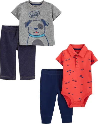 Vista 2 de Simple Joys by Carters conjunto de enterito y pantalón para niño 4 piezas
