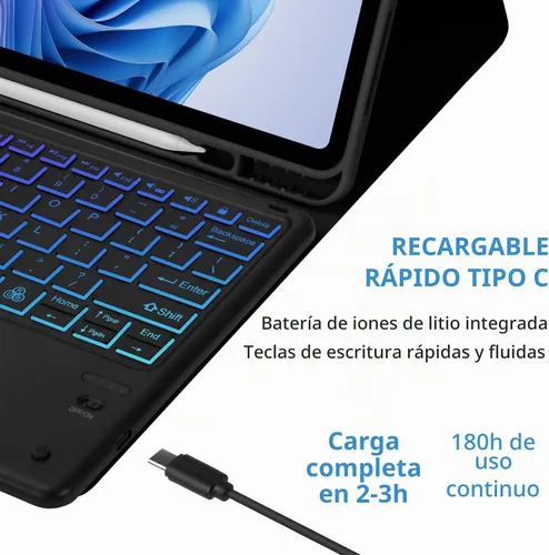 Vista 3 de BQSS Touch - Funda para iPad Air de 13 pulgadas, teclado M4/M3/M2 y Pro de 12.9 pulgadas, color negro Negro (teclado retroiluminado)