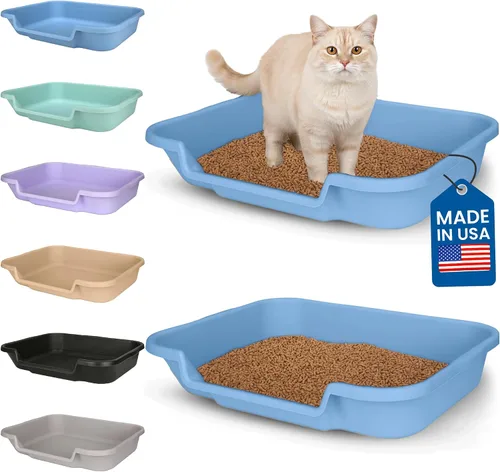 Vista 40 de KittyGoHere - Caja de arena para gatos mayores, sartén pequeña con cuchara jumbo de mango largo, caja de arena para gatos de entrada baja, ligera