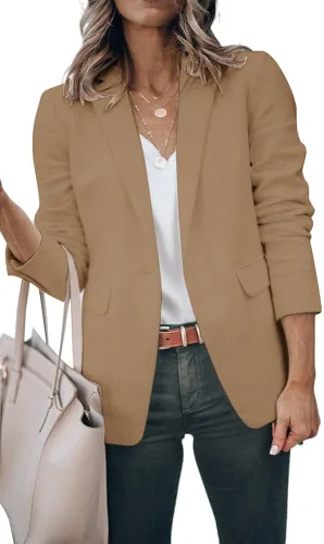 Vista 4 de Cicy Bell Blazers casuales femeninos con abertura frontal y manga larga chaquetas y blazers para trabajo de oficina