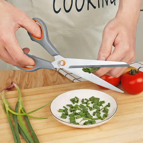 Vista 3 de Asdirne Juego de tijeras de cocina, acero inoxidable de grado cuchillo, tijeras multiusos con mango cómodo TPR, incluye una tijeras para aves