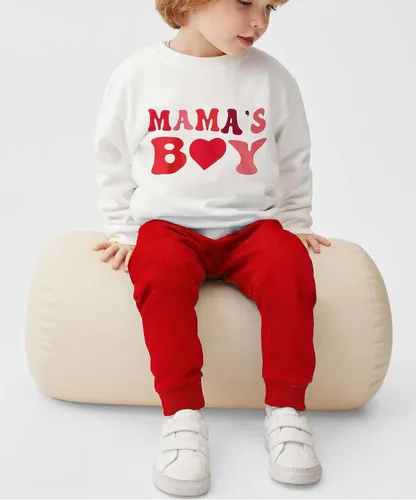 Vista 2 de Conjunto para el día de San Valentín para bebé niño con texto en inglés "Mama is My Valentine", camisas estampadas, sudadera con cuello redondo