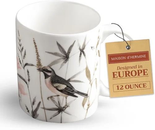Vista 22 de Maison d' Hermine Taza de café con asas, tazas de porcelana fina de hueso, paquete de una taza de té para bebidas calientes, capuchino, latte