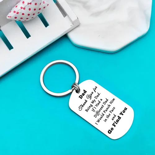 Vista 5 de Xiahuyu Regalo de Navidad para papá, regalo de cumpleaños con texto en inglés "Thank You for Being My Dad", llavero para el día del padre, regalo