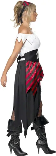 Vista 3 de Disfraz de pirata de Smiffy's para mujer, NegroRojoBlanco