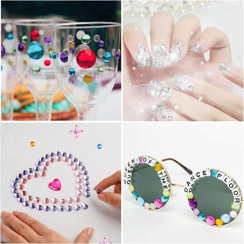 Vista 7 de Calcomanías de diamantes de imitación autoadhesivas, 1141 piezas de gemas para manualidades, calcomanías de cristal brillantes para manualidades
