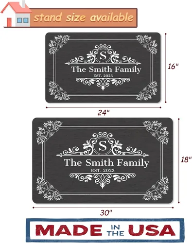 Vista 3 de Magimagine Tapete de bienvenida personalizado para exteriores, tapete de bienvenida personalizado para puerta delantera con nombre de familia