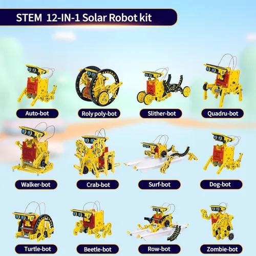 Vista 6 de Juguetes de robot solar para niños de 8 a 12 años, proyectos STEM 12 en 1 para 8-13, 9, 10, 11 años, adolescentes, niños y niñas, 190 piezas