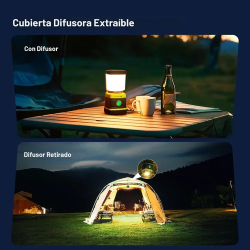 Vista 5 de Linterna de camping LED recargable, luces de camping Consciot, 1000 lúmenes, 4 modos de luz, banco de energía de 4400 mAh, luces de tienda