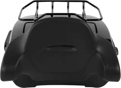 Vista 5 de Respaldo de Maletero de Equipaje King Tour Negro Brillante con Placa de Rack de Montaje Compatible con Harley Modelos Touring 2014-2025 Road Glide