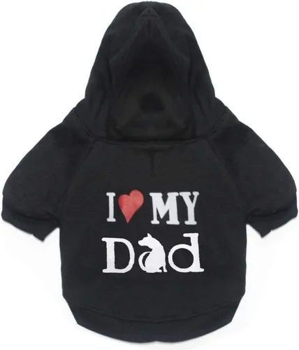 Vista 2 de Paquete de 2 suéteres para cachorros pequeños y medianos, sudaderas con capucha para perros de invierno suaves y gruesos, color negro Dorado