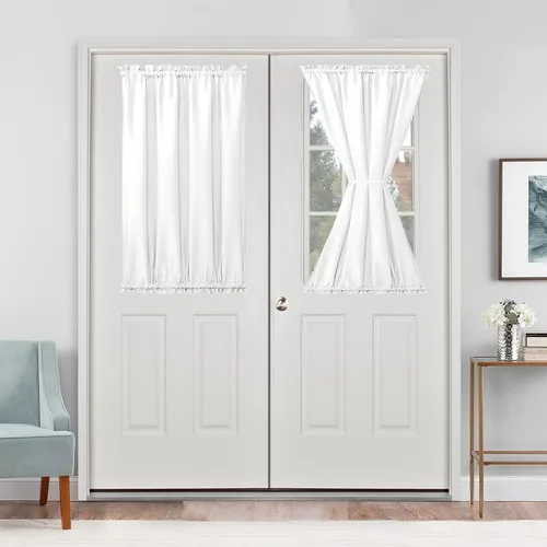Vista 43 de Cortinas para puerta francesa, color aguamarina, 24 pulgadas de ancho x 40 pulgadas de largo, 1 panel Bolsillo para barra, semitransparente