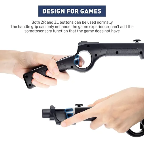 Vista 2 de FANPL Pistola de juego para Nintendo Switch & Switch OLED Joy Con, control de agarre para simulador de caza, para Wolfenstein 2, para Splatoon