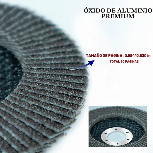 Vista 4 de Sali Paquete de 10 Discos de Aleta Grano 40 de 4.5" x 7/8" Disco de Lijado Tipo Bisel #29 Grado Premium e Industrial Rueda de Amoladora Angular