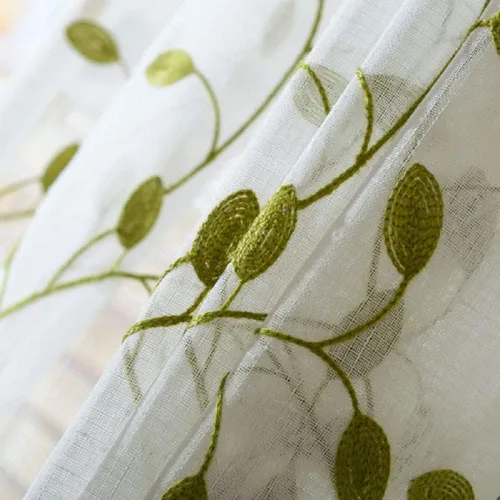 Vista 5 de Ivy Leaf - Panel transparente bordado de 84 pulgadas de largo, de gasa triturada para ventana, cortina de gasa de tul y bolsillo para barra