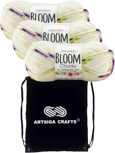 Vista 22 de Premier Yarns Bloom Chunky Hydrangea 1114-01 (6 madejas, el mismo lote de tinte) - Hilo acrílico grueso y voluminoso #5 para ganchillo y tejer