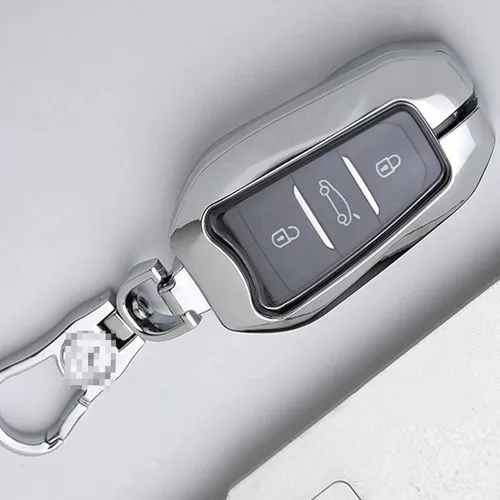 Vista 2 de RASFFAQ Funda de llavero de coche inteligente de aleación de zinc, compatible con Peugeot 208 308 508 3008 5008 Citroen C4 Picasso DS3 DS4 DS5 DS6