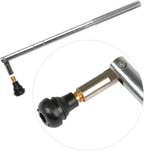 Vista 4 de FOCCTS Kit de 17 herramientas de vástago de válvula de neumático, 6 piezas TR412 sin cámara TR412 con núcleos de vástago de válvula, herramienta