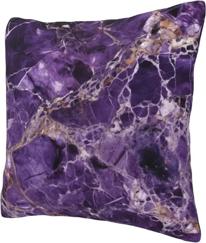 Vista 3 de Fundas de almohada con estampado de mármol morado, fundas de almohada suaves, fundas de almohada cuadradas, fundas de cojín decorativas para sofá