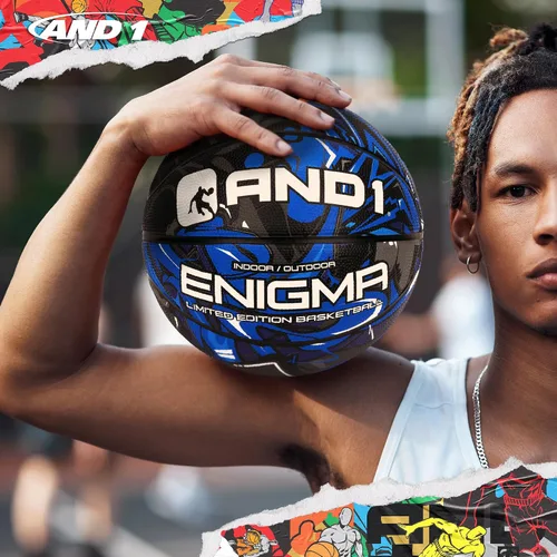 Vista 5 de AND1 Enigma - Pelota de goma premium para interiores y exteriores para jóvenes, azul y negro, 27.5 pulgadas Azul/Gris