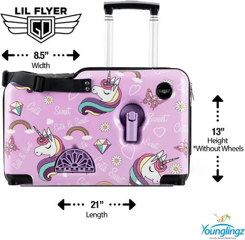 Vista 32 de Younglingz LIL FLYER GO 21" - Maleta de mano para niños, Motocicleta verde V2