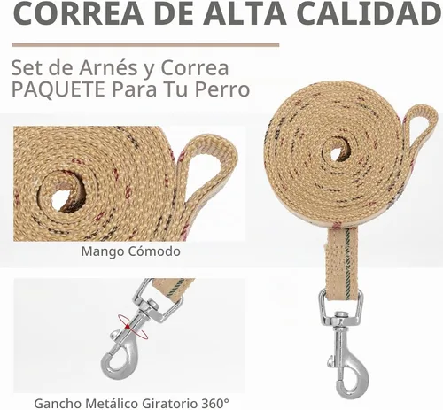 Vista 5 de PUPTECK Juego de Arnés y Correa para Perro de Malla Suave Step-in a Cuadros para Cachorro Acolchado Sin Tirones Chaleco Arnés para Perros XS Beige