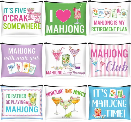 Vista 7 de 16 bolsas de maquillaje Mahjong para regalo de mujer, estilos 2