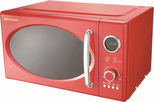 Vista 3 de Emerson MWRG0901RD - Microondas retro de 0.9 pies cúbicos con función de parrilla de 1,000W, potencia de cocción de 800W, pantalla LED, 5 niveles