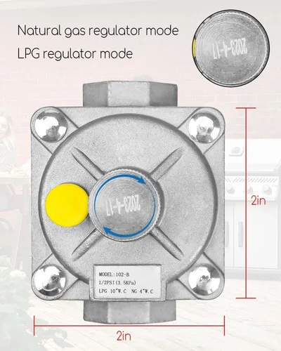 Vista 2 de Regulador de presión de gas natural de 1/2" rosca FPT de 1/2" apto para reguladores de presión de intercambio de gas natural y gas licuado NG 4 "WC