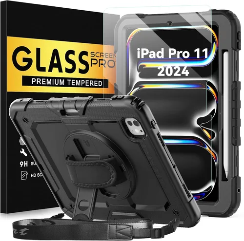 Vista 10 de BLOSOMEET Funda para iPad Air de 11 pulgadas M3 2025 y M2 2024 con protector de pantalla de vidrio templado y soporte para lápiz, funda para iPad