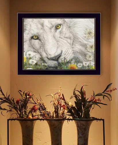 Vista 2 de Trendy Decor4U Dandy Lion by Ed Wargo - Arte de pared impreso, 18 x 14 pulgadas, color blanco