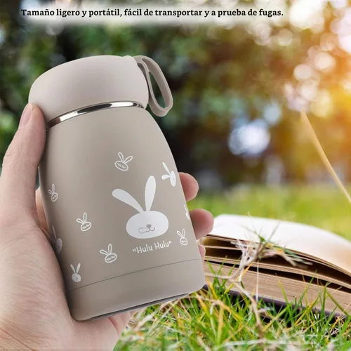 Vista 5 de Botella de agua con aislamiento marrón, mini taza de vacío de 10.8 fl oz, taza de café al vacío, taza de viaje de leche de té con bonito