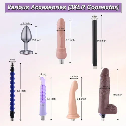 Vista 6 de Máquina de sexo Máquina de mierda Máquina Consolador Conector 3XLR con 7 accesorios Marrón