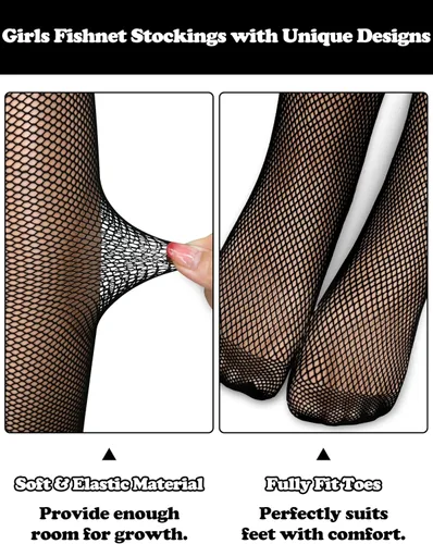 Vista 2 de Medias de red para niñas, mallas de red con purpurina para niñas, mallas brillantes para niñas, mallas de Halloween con diamantes de imitación