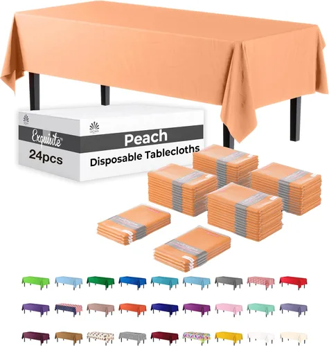 Vista 26 de Party Solids Mantel rectangular de plástico color azul aguamarina, 54 x 108 pulgadas, paquete de 24
