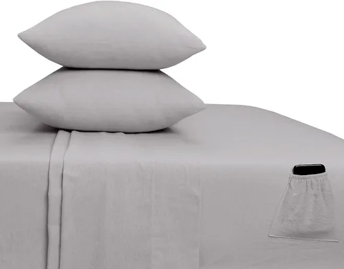 Vista 6 de Sleepdown Juego de sábanas de franela de algodón 100 % de 160 GSM - Gris escarcha, individual