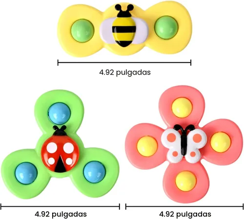 Vista 8 de 3 piezas Juguetes giratorios de ventosa para niños de 1 a 2 años, Juguetes giratorios para bebés de 12 a 18 meses, juguetes sensoriales para niños