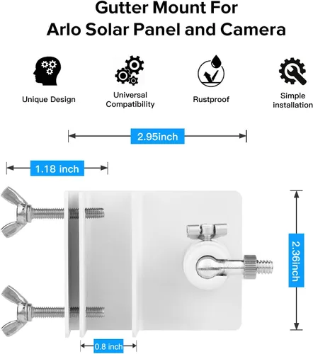 Vista 3 de Paquete de 2 soportes de canalón compatibles con el panel solar Arlo Essential, Arlo Pro 5S/Pro 4/Pro 3/Pro 2/Ultra 2/Ultra/Panel solar, ángulo