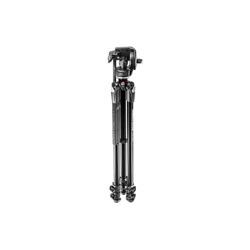 Vista 3 de Manfrotto 290 Xtra Aluminum 3-Section Tripod Kit with Fluid Video Head (MK290XTA3-2WUS) Black