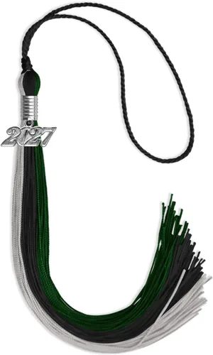 Vista 157 de Endea Graduation Borla de triple color con gota de fecha plateada (negro/dorado/granate, 2020)
