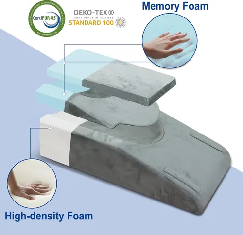 Vista 3 de Almohada extensora de elevación de rodilla para recuperación después de la cirugía, almohada de espuma viscoelástica para piernas para cirugía