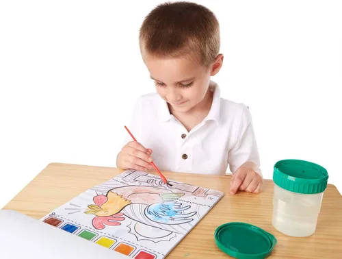 Vista 3 de Melissa & Doug Pintar con agua - Animales de granja, 20 páginas perforadas, paletas a prueba de derrames