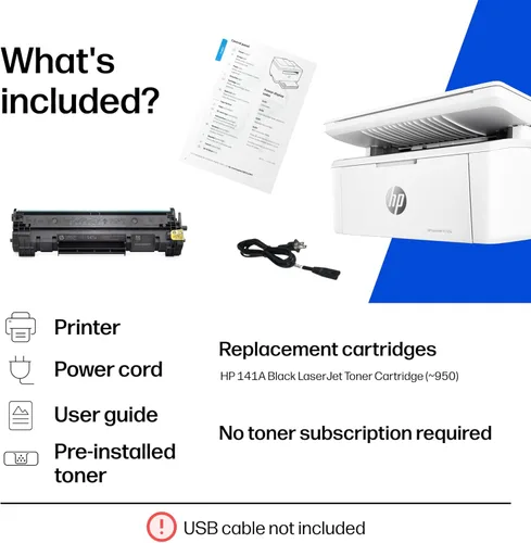 Vista 7 de HP Laserjet MFP M140w Impresora inalámbrica en blanco y negro, impresión, escaneo, copia, velocidades rápidas, fácil configuración, impresión móvil