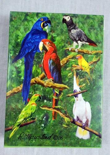 Vista 3 de Mejores amigos de Ruth Maystead Bird Art Poker naipes, loro, cacatúa, guacamayo