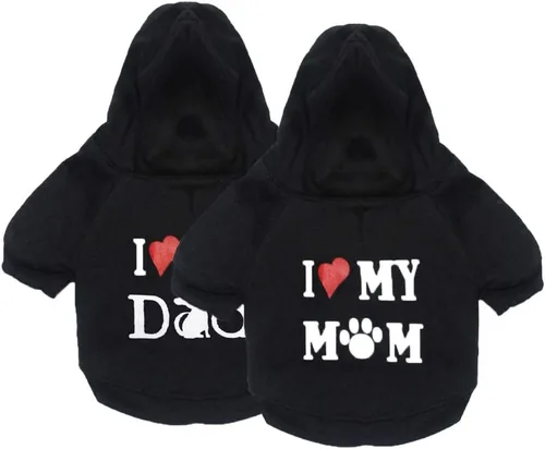 Vista 3 de Ropa para perros y mascotas, suéter suave y grueso para cachorros, sudaderas con capucha de invierno negro para cachorros para perros pequeños