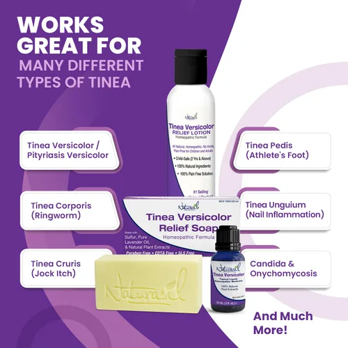Vista 5 de Naturasil Tinea Versicolor Kit de tratamiento - Alivio antifúngico de máxima fuerza para la decoloración de la piel, manchas solares y picazón